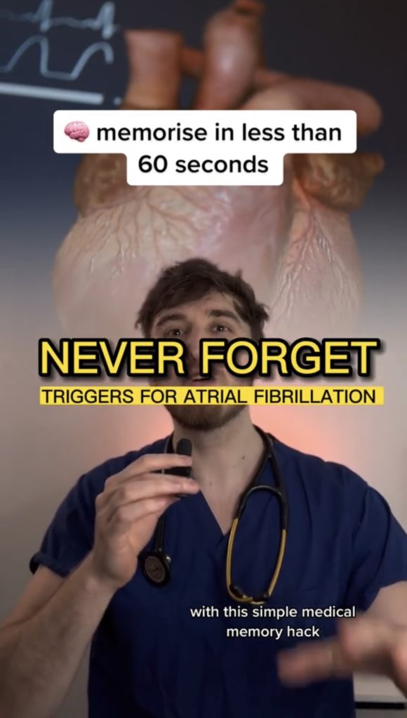 Medical mnemonic on triggers for atrial fibrillation for your medical exams